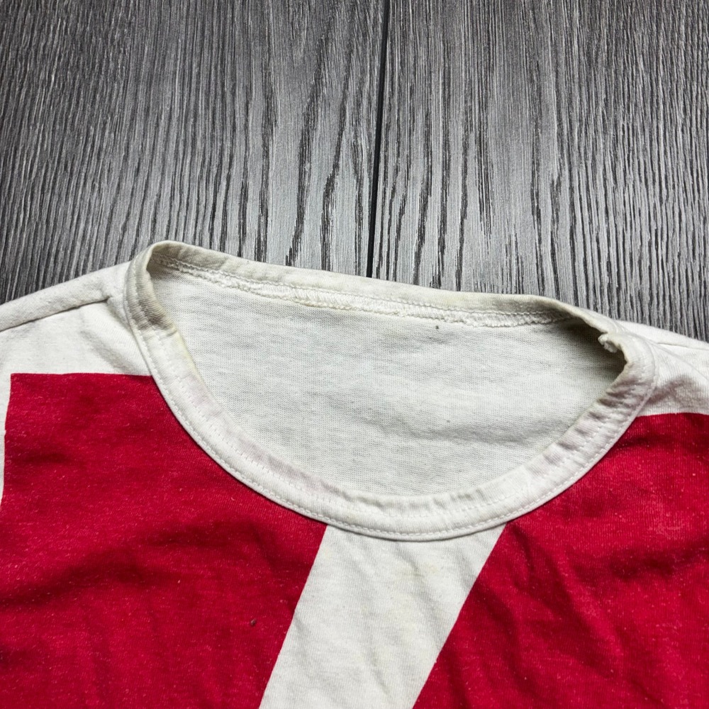 Vintage Rising Sun Japanese 80s Kanji Helicopter Muscle Tee Red White Mens Small - Picture 4 of 8